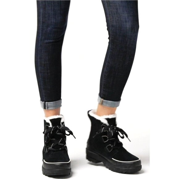 SOREL Boots TIVOLI IV Womans 11 Fur Suede Leather Waterproof Shoes Outdoor Black - Picture 4 of 16